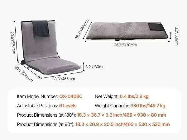 Adjustable Floor Chair with Back Support, Foldable Foam Sofa-Swivel with Armrest / spain