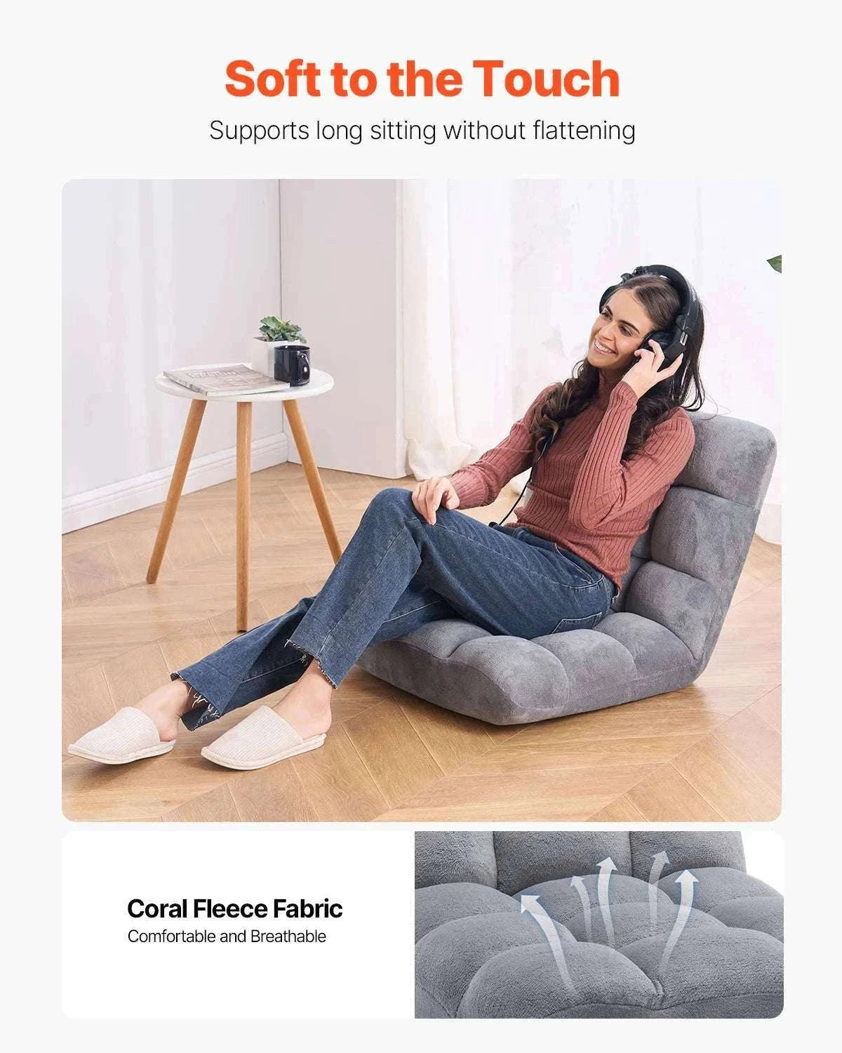 Adjustable Floor Chair with Back Support, Foldable Foam Sofa-Swivel with Armrest / spain