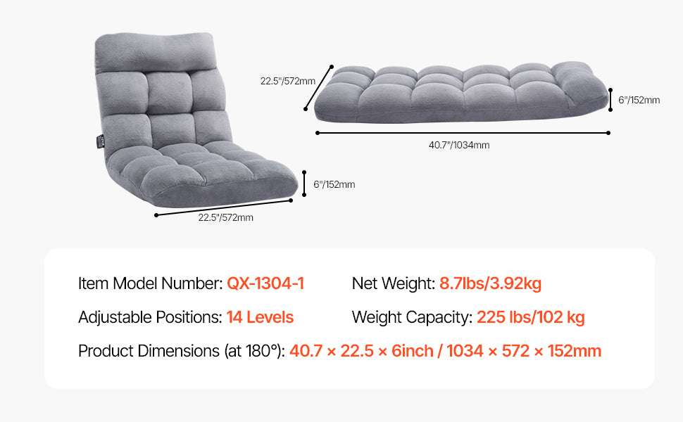 Adjustable Floor Chair with Back Support, Foldable Foam Sofa-Swivel with Armrest / spain