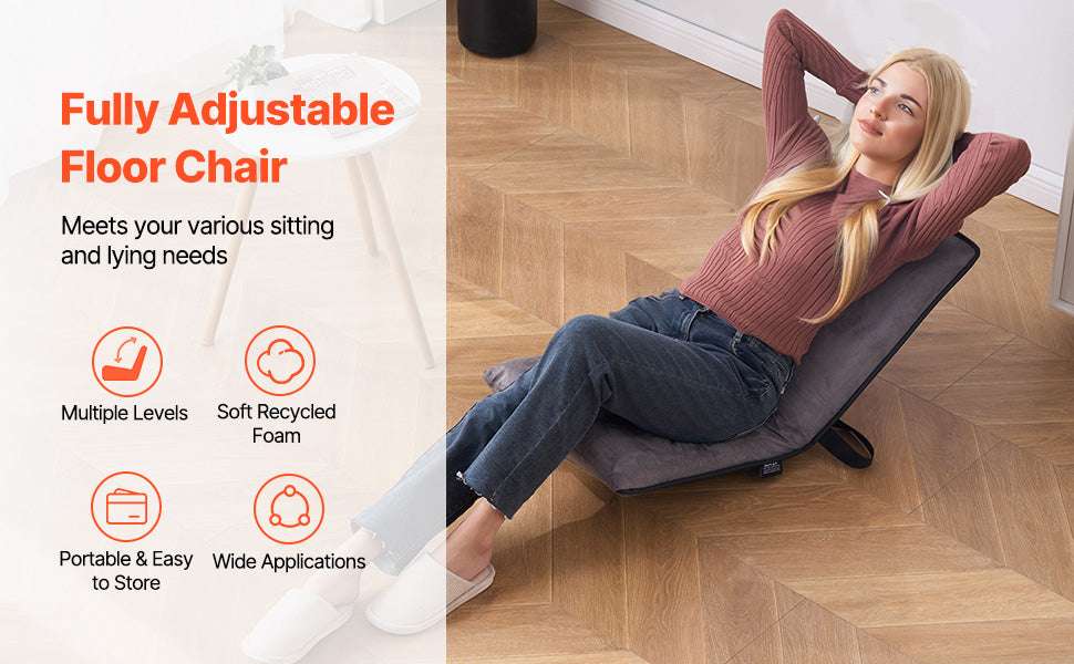 Adjustable Floor Chair with Back Support, Foldable Foam Sofa-Swivel with Armrest / spain