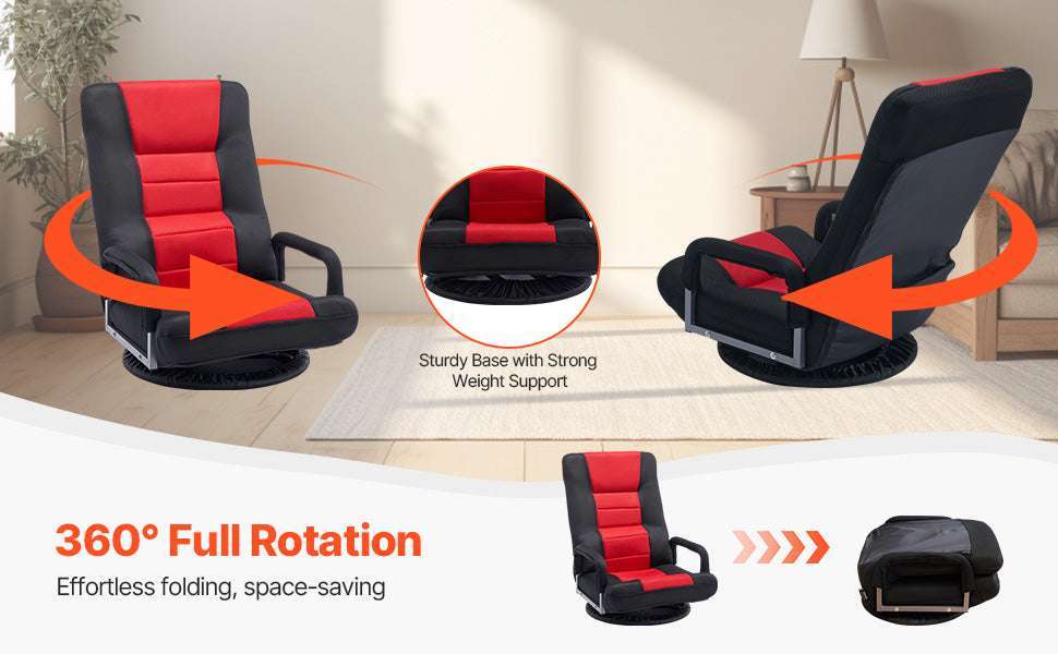 Adjustable Floor Chair with Back Support, Foldable Foam Sofa-Swivel with Armrest / spain