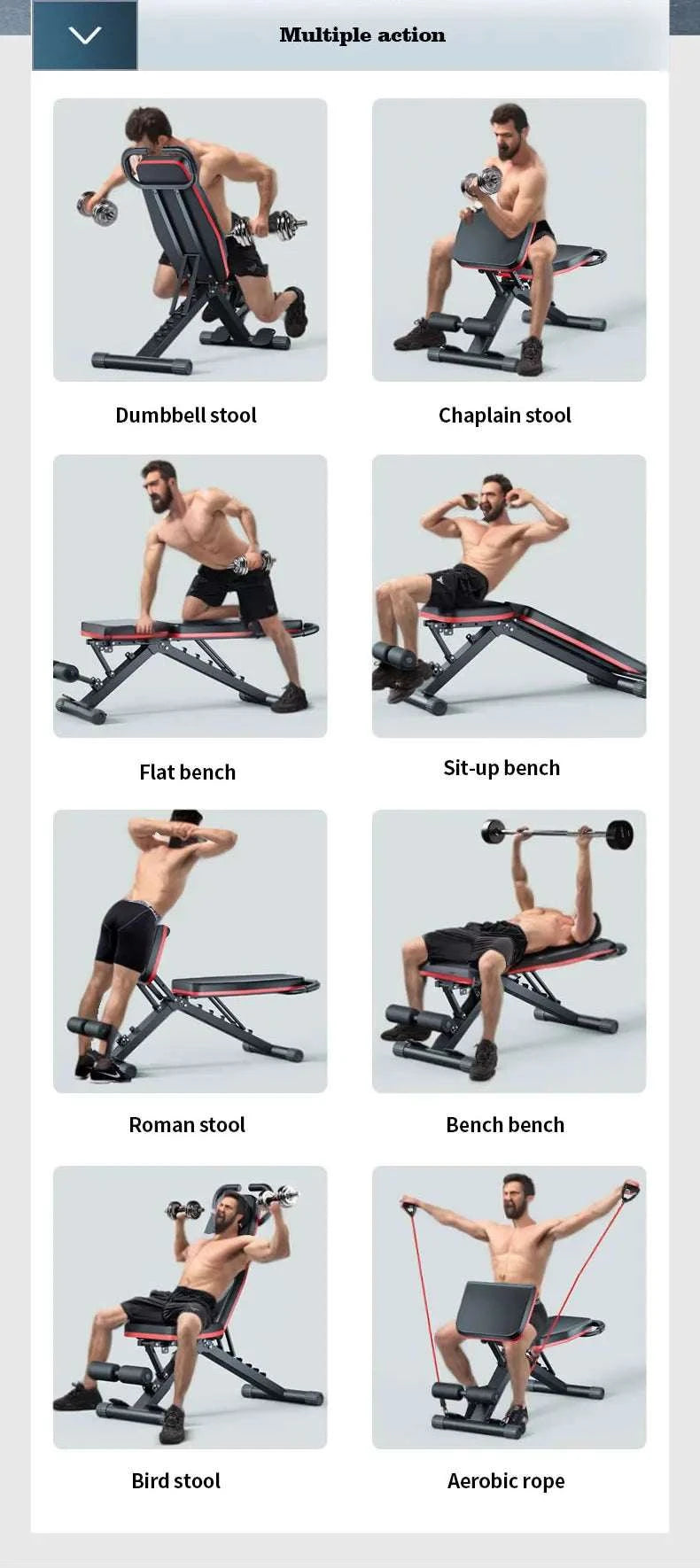 Adjustable Foldable Roman Chair Fitness Bench with Resistance Bands-Exercise bench / United States