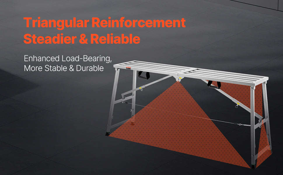 Adjustable Folding Work Platform with 4 Height Settings, 882 lb Capacity-80-130cm / United States