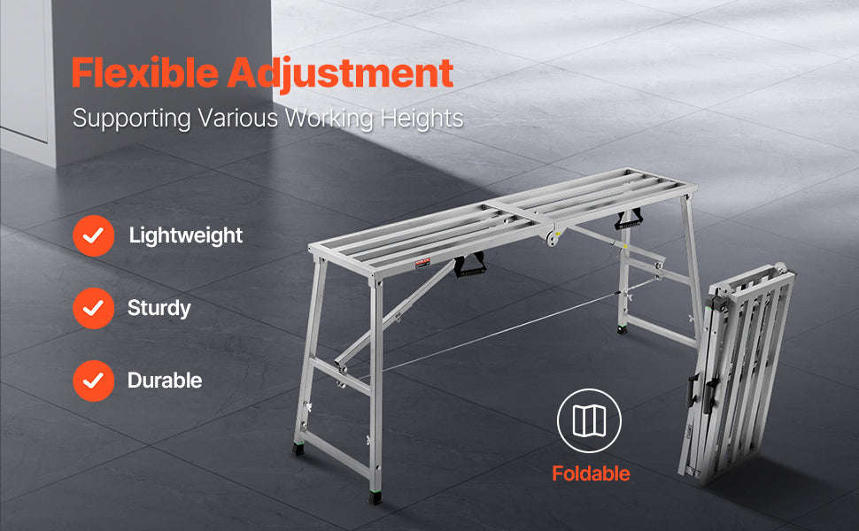 Adjustable Folding Work Platform with 4 Height Settings, 882 lb Capacity-80-130cm / United States
