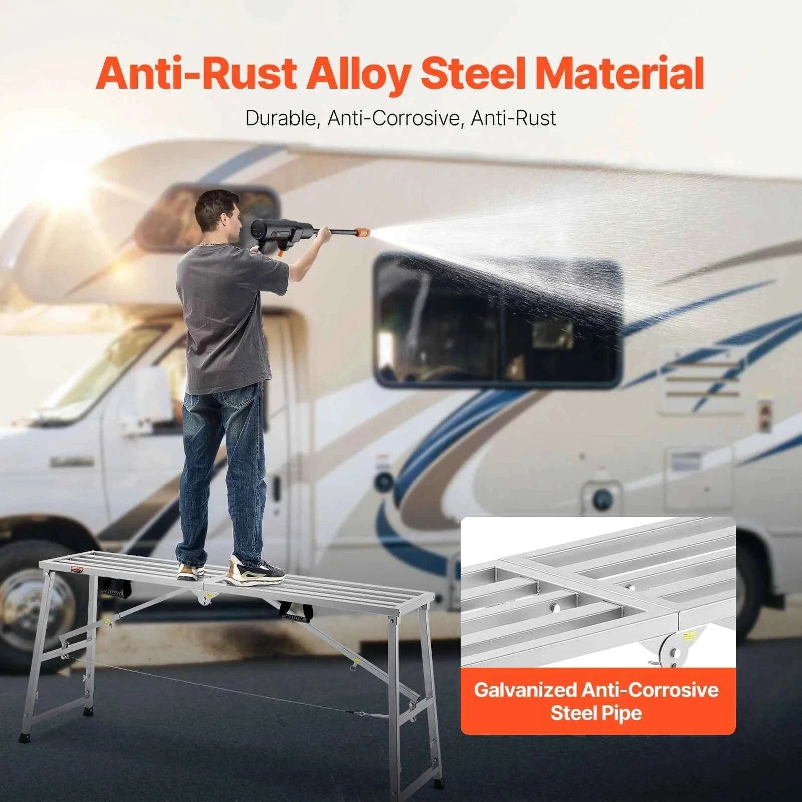 Adjustable Folding Work Platform with 4 Height Settings, 882 lb Capacity-80-130cm / United States
