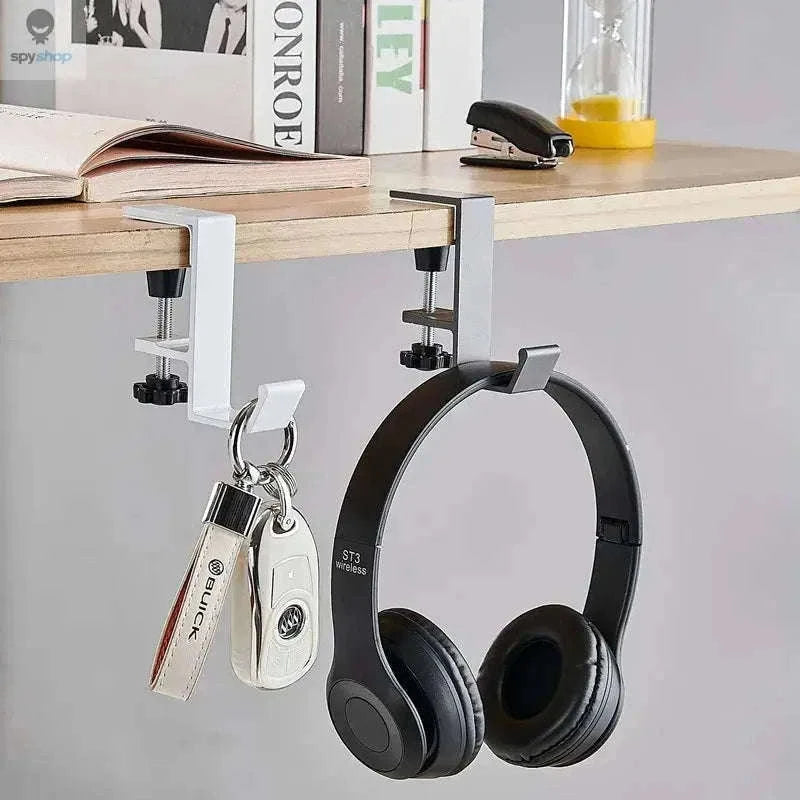 Adjustable Gaming Headset Hanger for a Clean Desk Setup-Black / 2pc