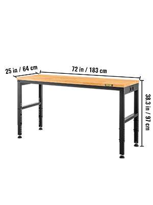 Adjustable Garage Workbench 2000 lbs Hardwood Top Work Table-United States / 48 x 20 in No Wheel