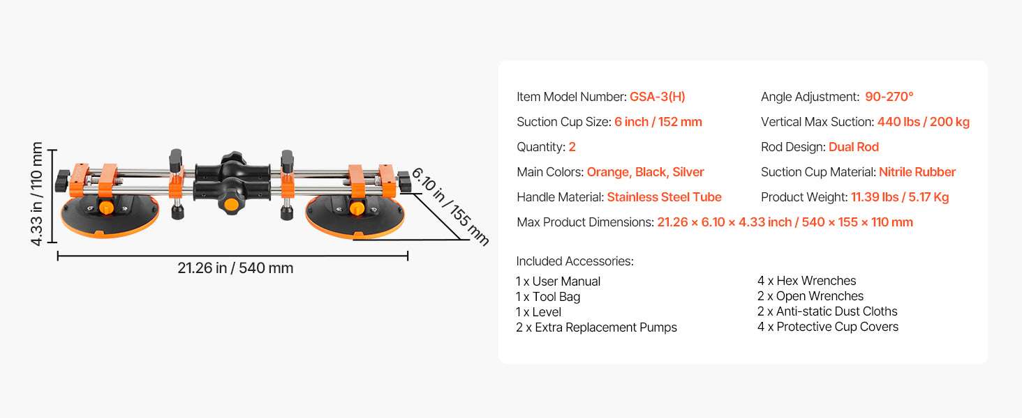 Adjustable Granite Seam Setter 2-Pack with 6in Suction Cups-2 Packs / United States