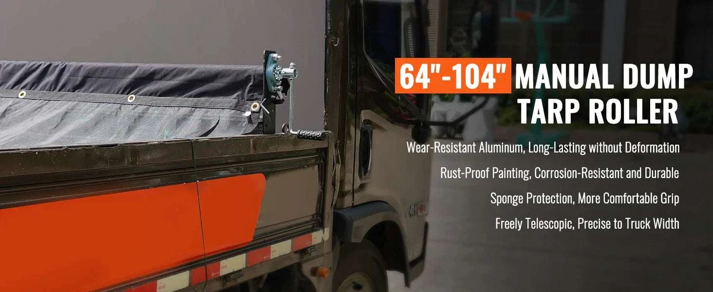 Adjustable Hand Crank Tarp Roller Kit for Trucks 64–104 Inch-