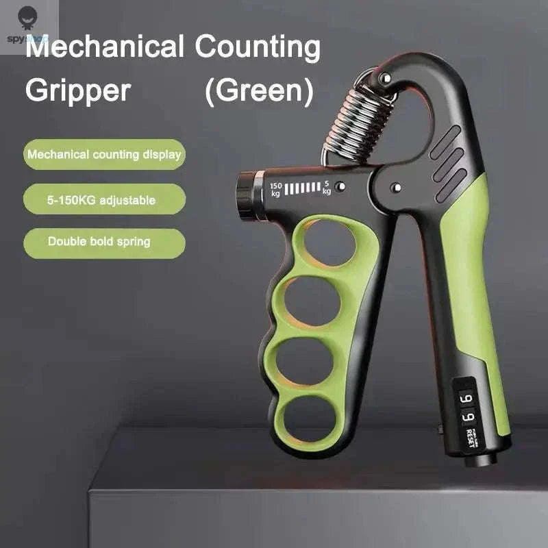 Adjustable Hand Grip Strengthener 5–100KG with Counter-Mechanical Green