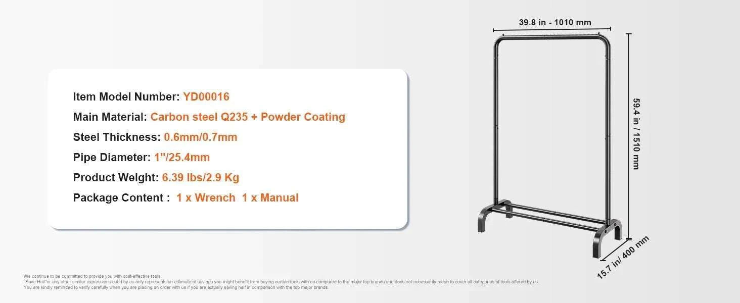 Adjustable Heavy Duty Garment Rack with Wheels & Storage Shelf-2 rods 75.4x73.5in / CZECH REPUBLIC
