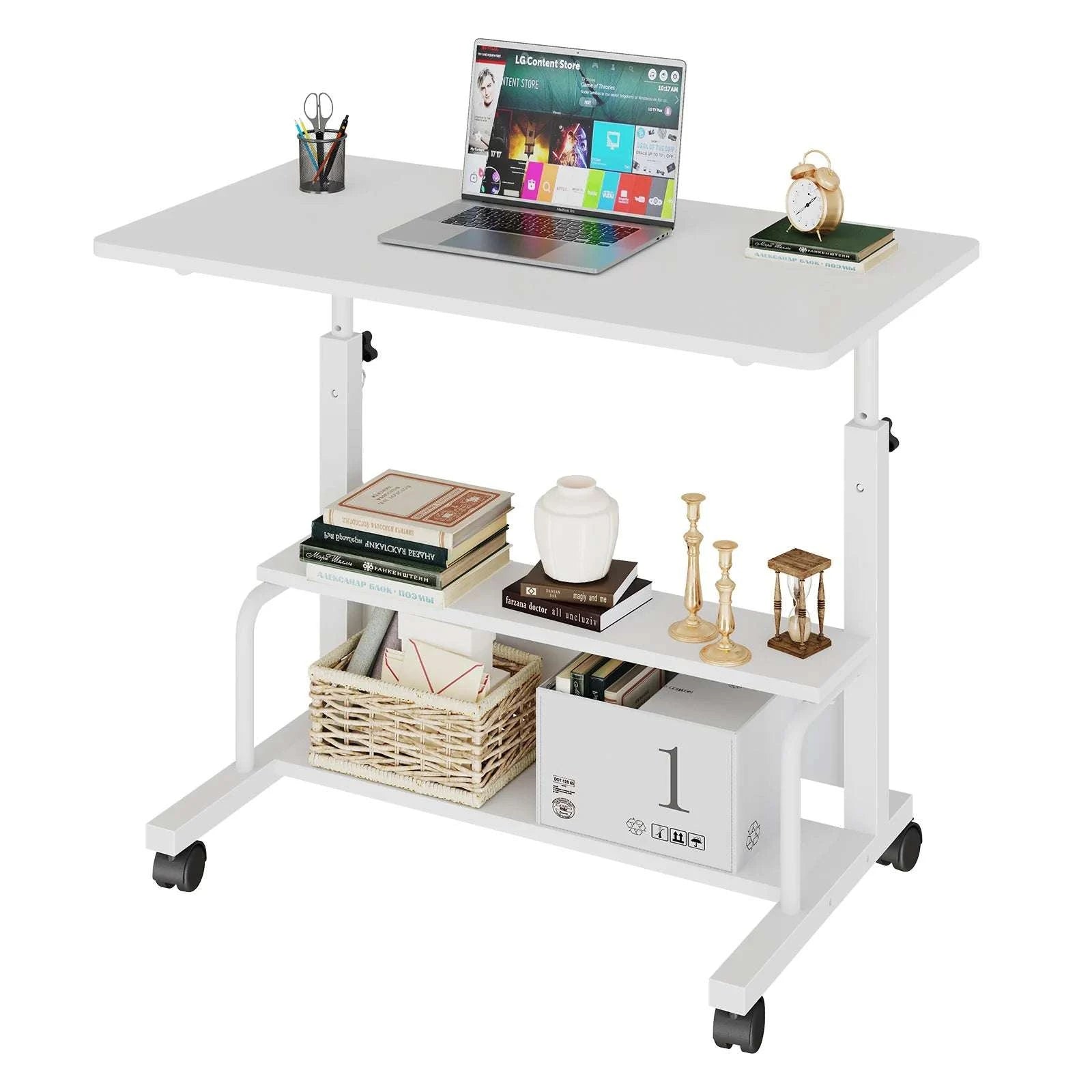 Adjustable Height Mobile Standing Desk with Wheels 31.5 Inch-Chocolate / United States