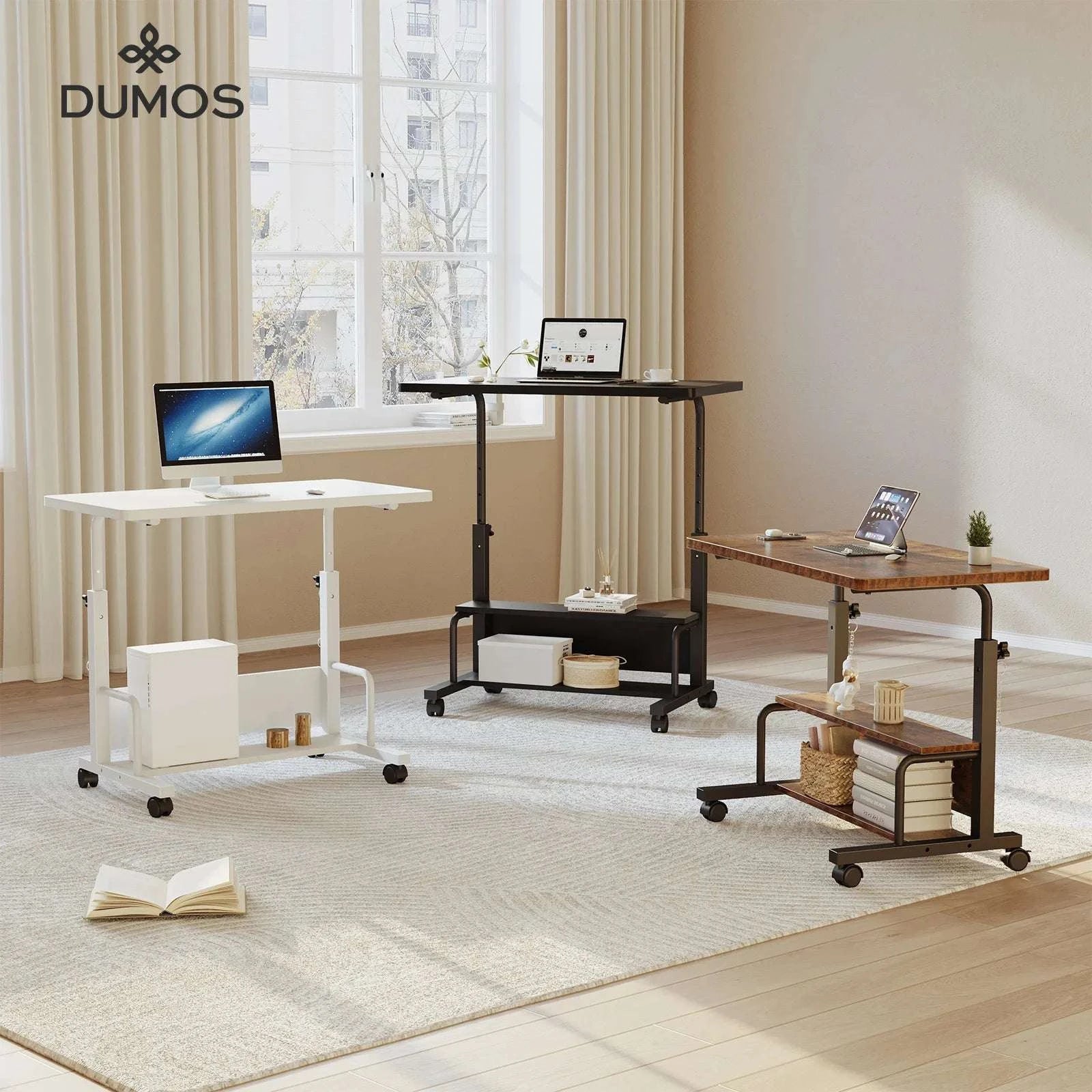 Adjustable Height Mobile Standing Desk with Wheels 31.5 Inch-Chocolate / United States