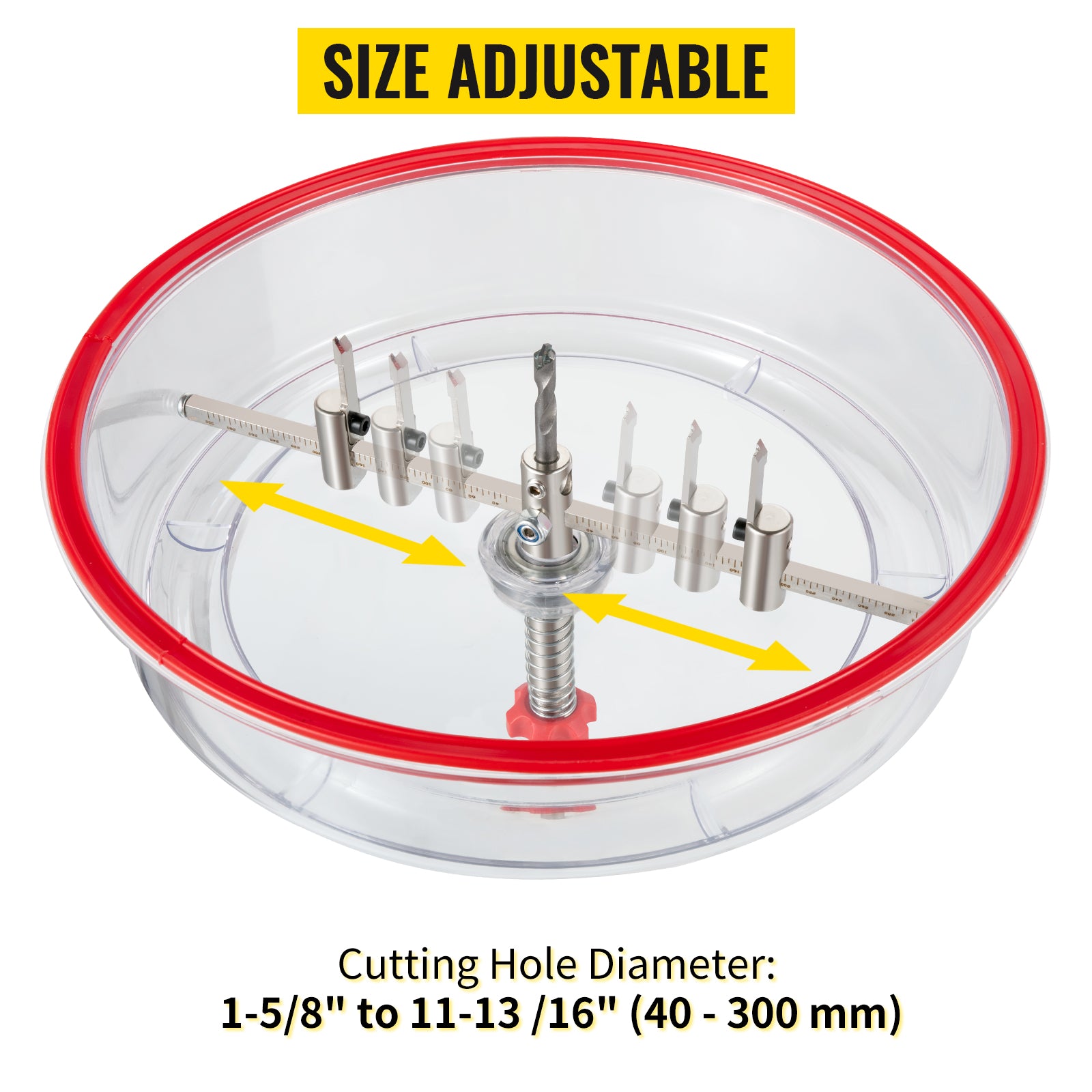 SucceBuy 40-200mm 40-300mm Adjustable Steel Hole Saw Cutter Kit w/ Shield Hole Cutter Drill Bit DIY Tool Sheetrock Veneer Slate