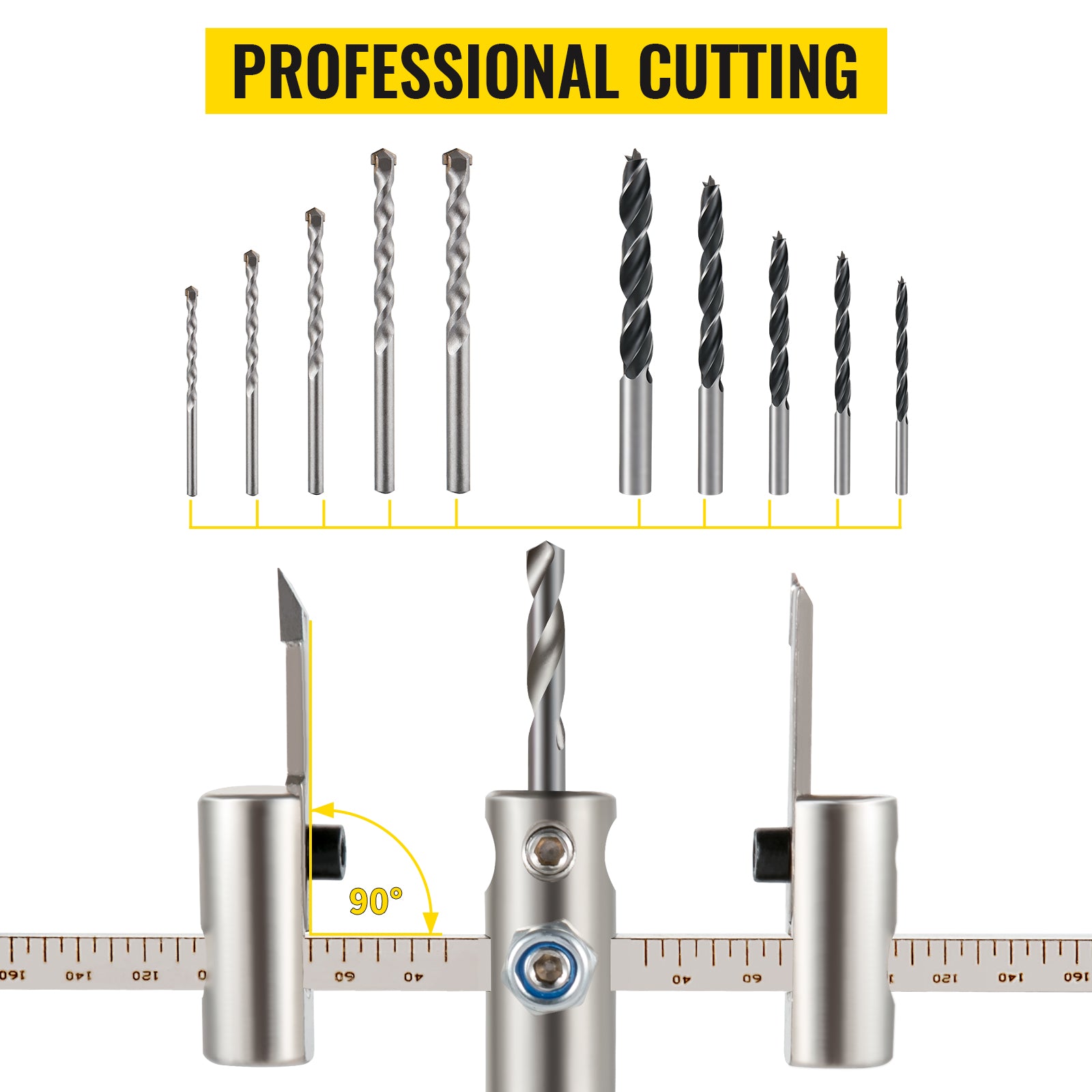 SucceBuy 40-200mm 40-300mm Adjustable Steel Hole Saw Cutter Kit w/ Shield Hole Cutter Drill Bit DIY Tool Sheetrock Veneer Slate