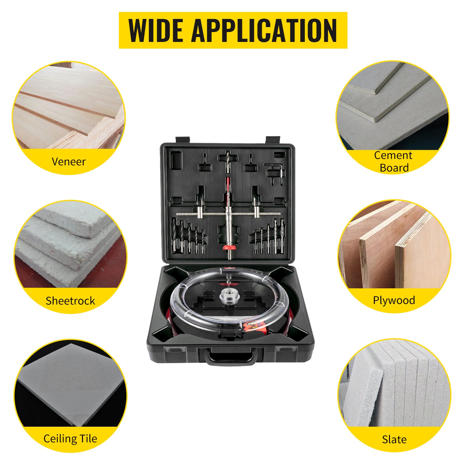 SucceBuy 40-200mm 40-300mm Adjustable Steel Hole Saw Cutter Kit w/ Shield Hole Cutter Drill Bit DIY Tool Sheetrock Veneer Slate