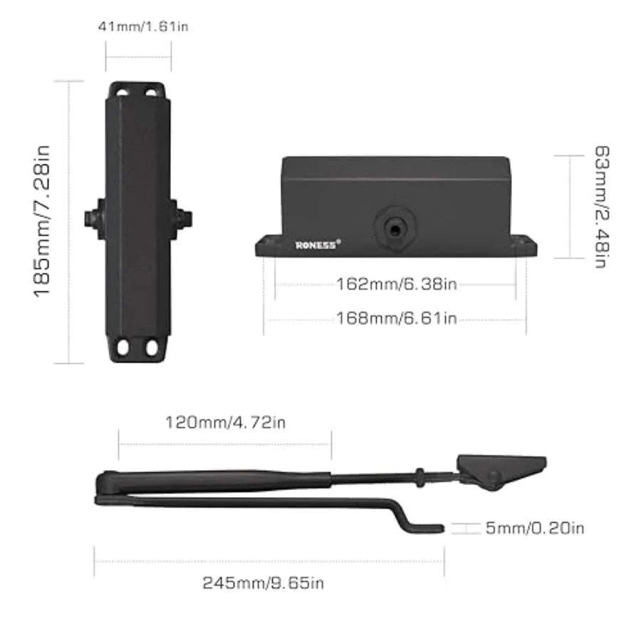 Adjustable Hydraulic Door Closer for Home and Light Commercial Use-United States / Silver