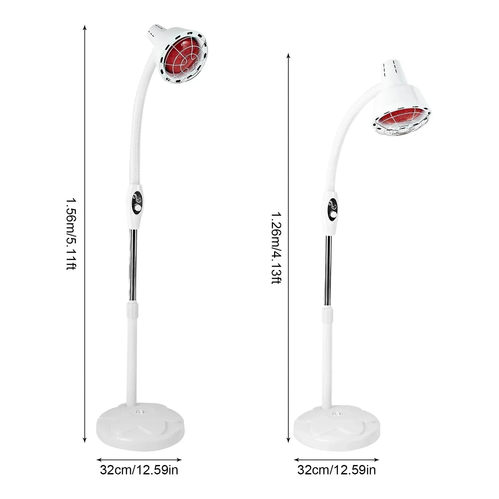 Adjustable Infrared Heat Lamp 275W Floor Standing Therapy Light-United States / WHITE
