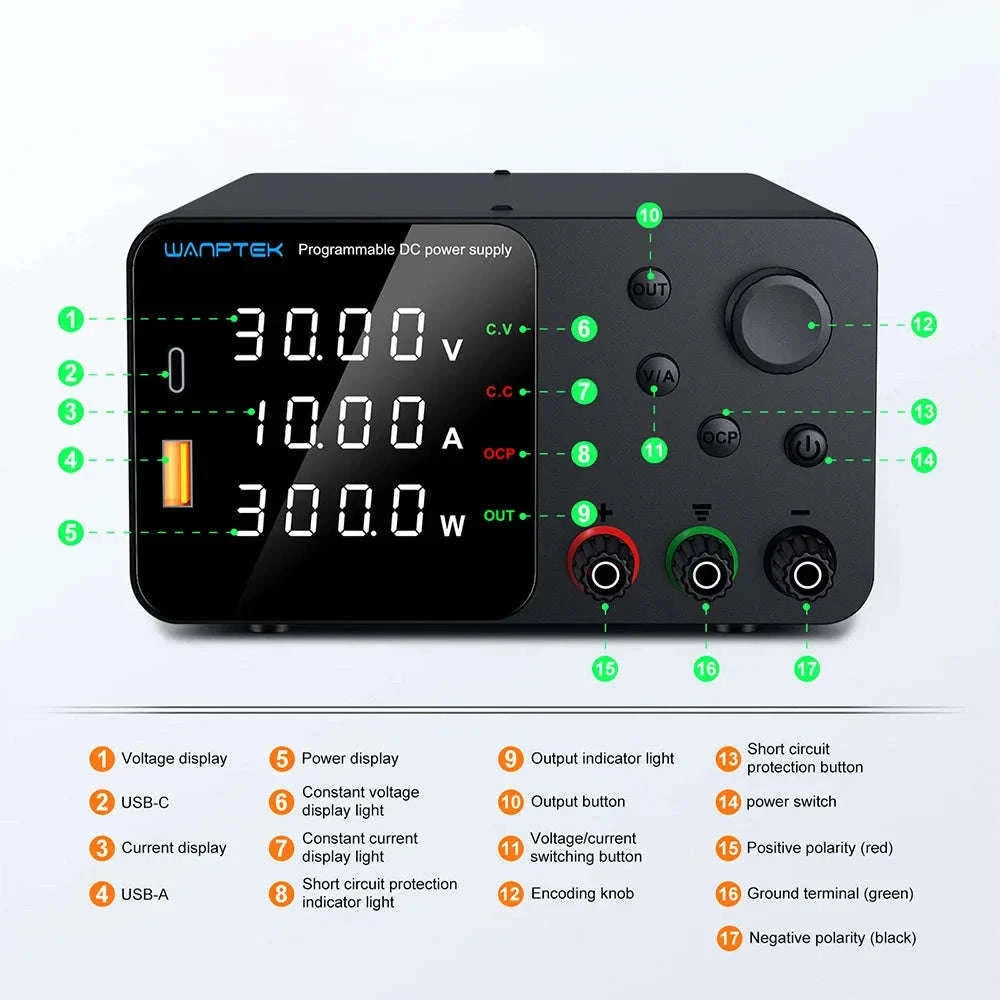 Adjustable Laboratory DC Power Supply with Short Circuit Alarm-TPS3010 30V 10A / Poland