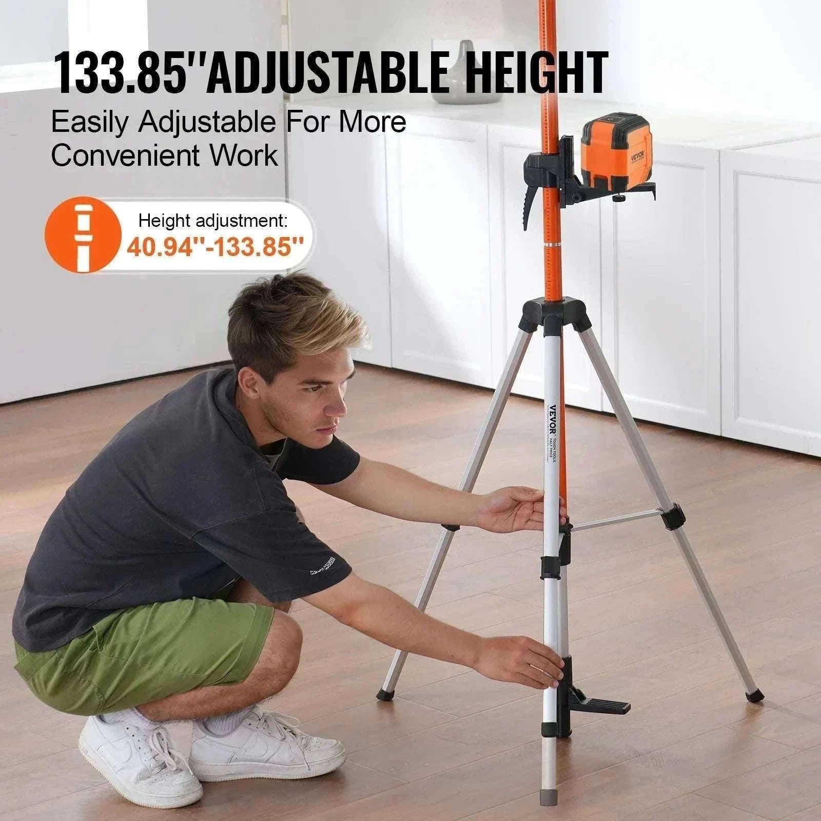 Adjustable Laser Level Tripod 40–133 Inch with Dual Thread Mount-Extension / United States