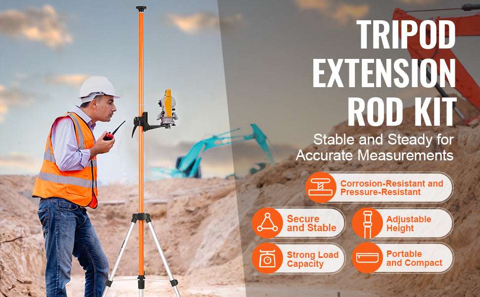 Adjustable Laser Level Tripod 40–133 Inch with Dual Thread Mount-Extension / United States