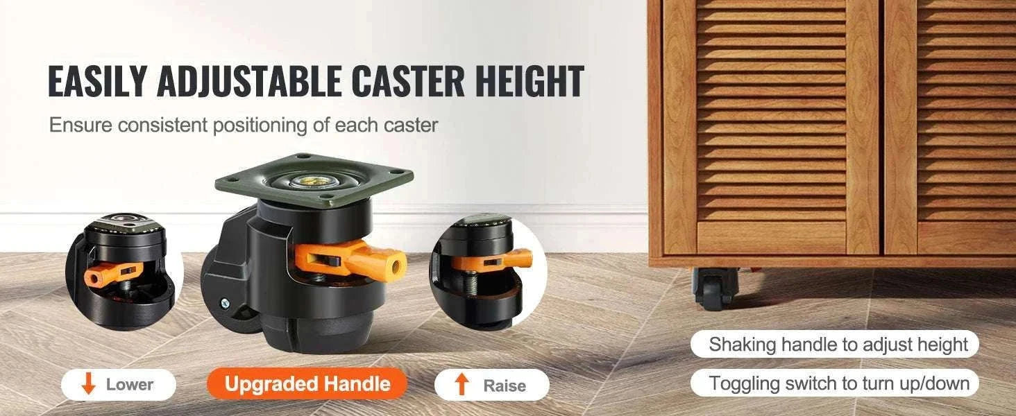 Adjustable Leveling Casters Set of 4 Heavy Duty Swivel Wheels-2in / GERMANY