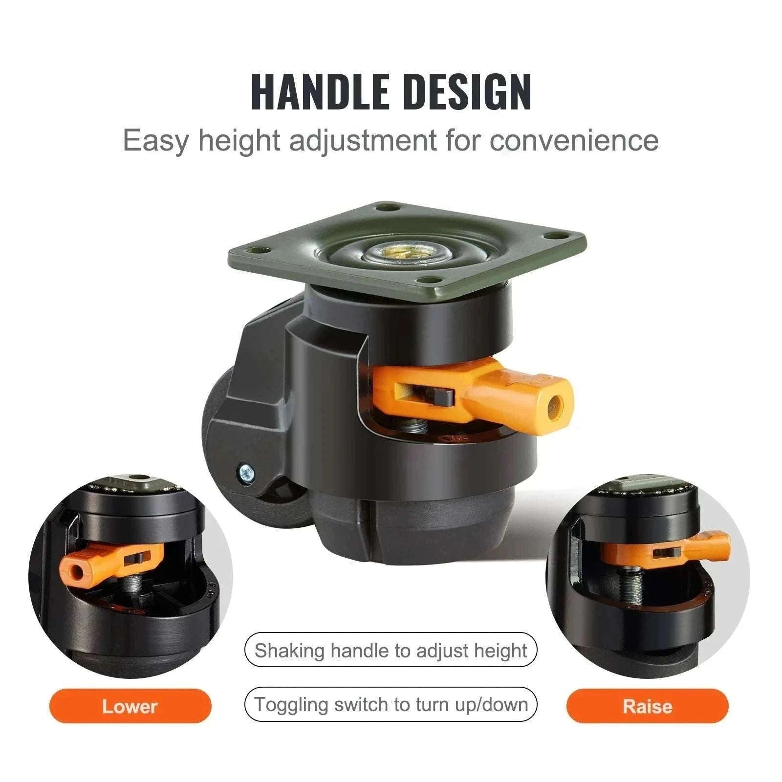 Adjustable Leveling Casters Set of 4 Heavy Duty Swivel Wheels-2in / GERMANY