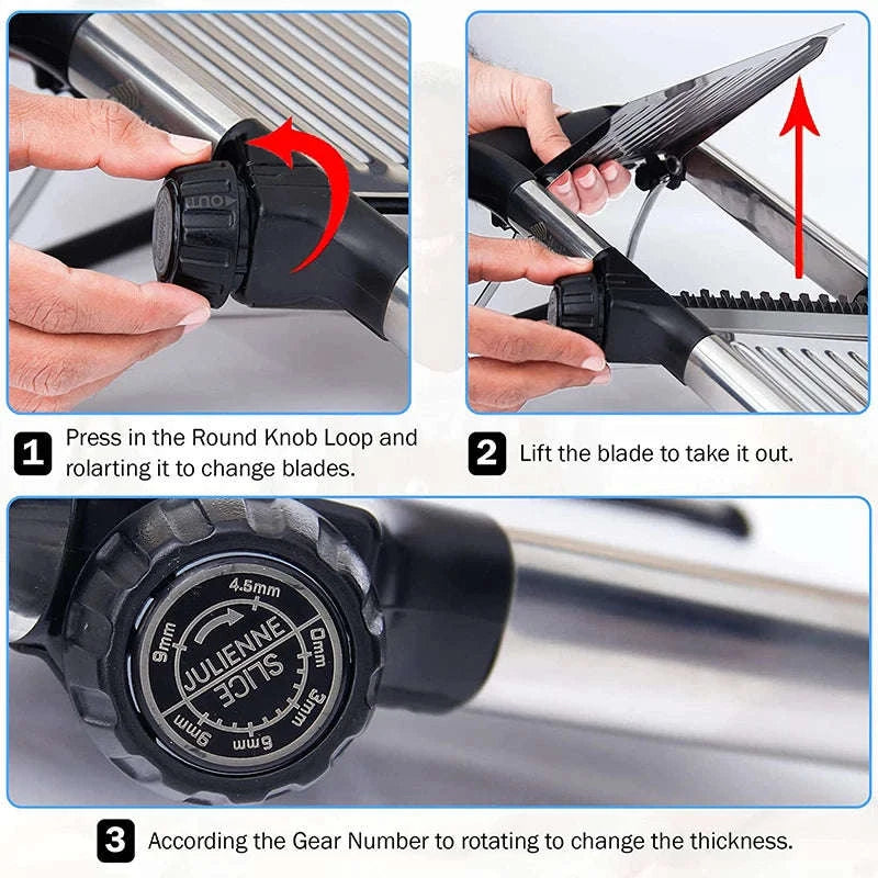 Adjustable Mandoline Slicer Stainless Steel Vegetable Cutter-Default Title