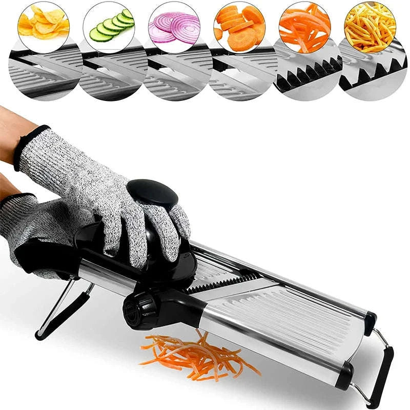 Adjustable Mandoline Slicer Stainless Steel Vegetable Cutter-Default Title