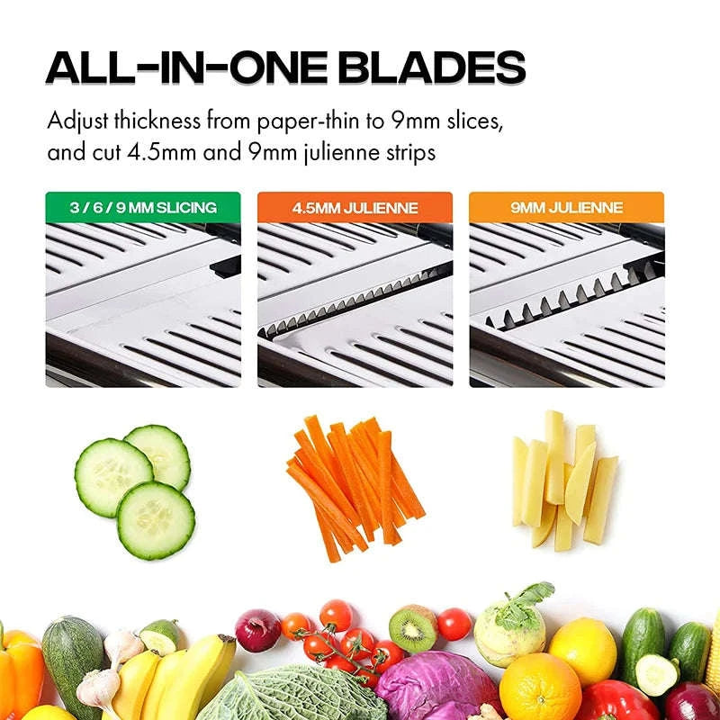 Adjustable Mandoline Slicer Stainless Steel Vegetable Cutter-Default Title