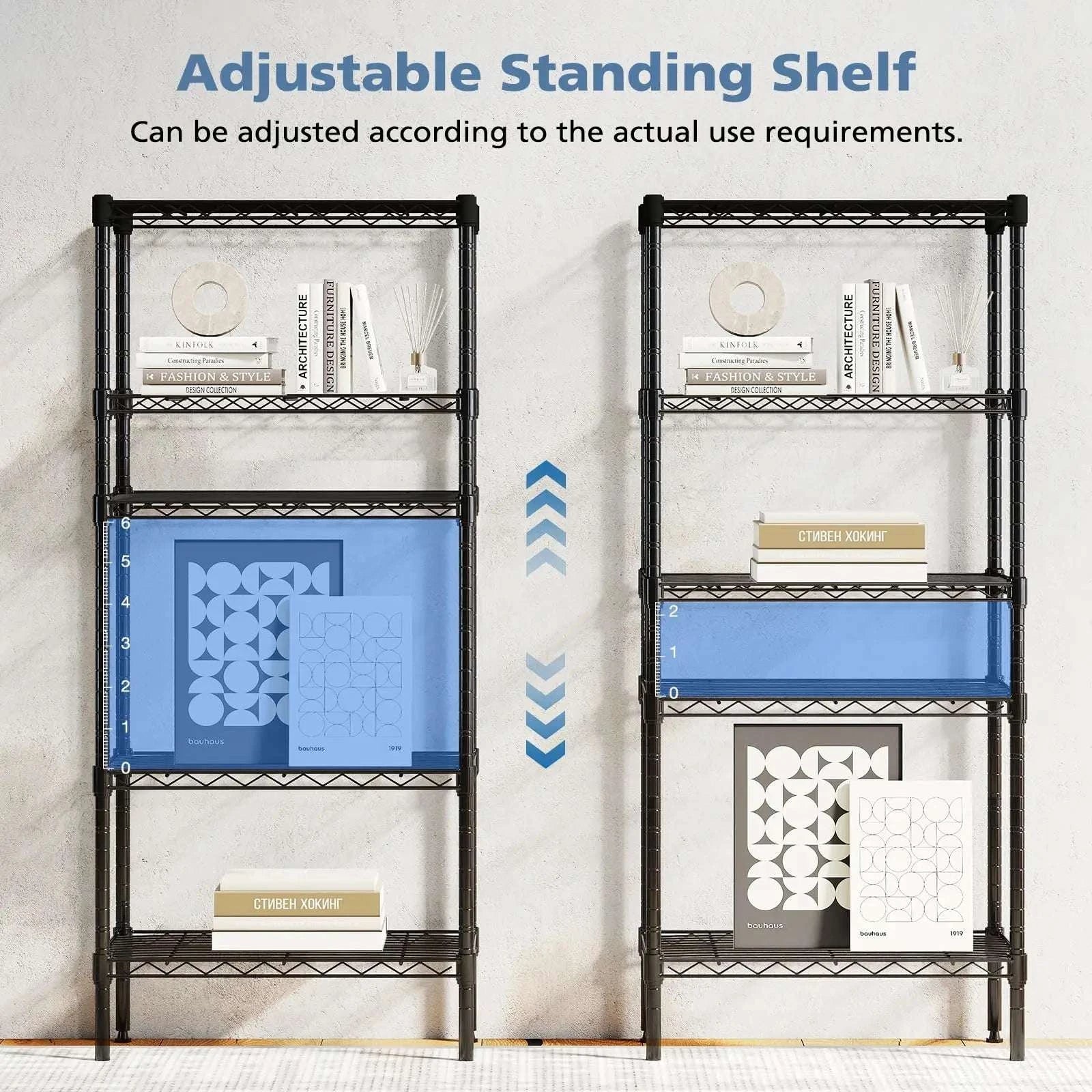 Adjustable Metal Wire Storage Shelves Heavy Duty 3-5 Tier Rack-4-Tier / United States