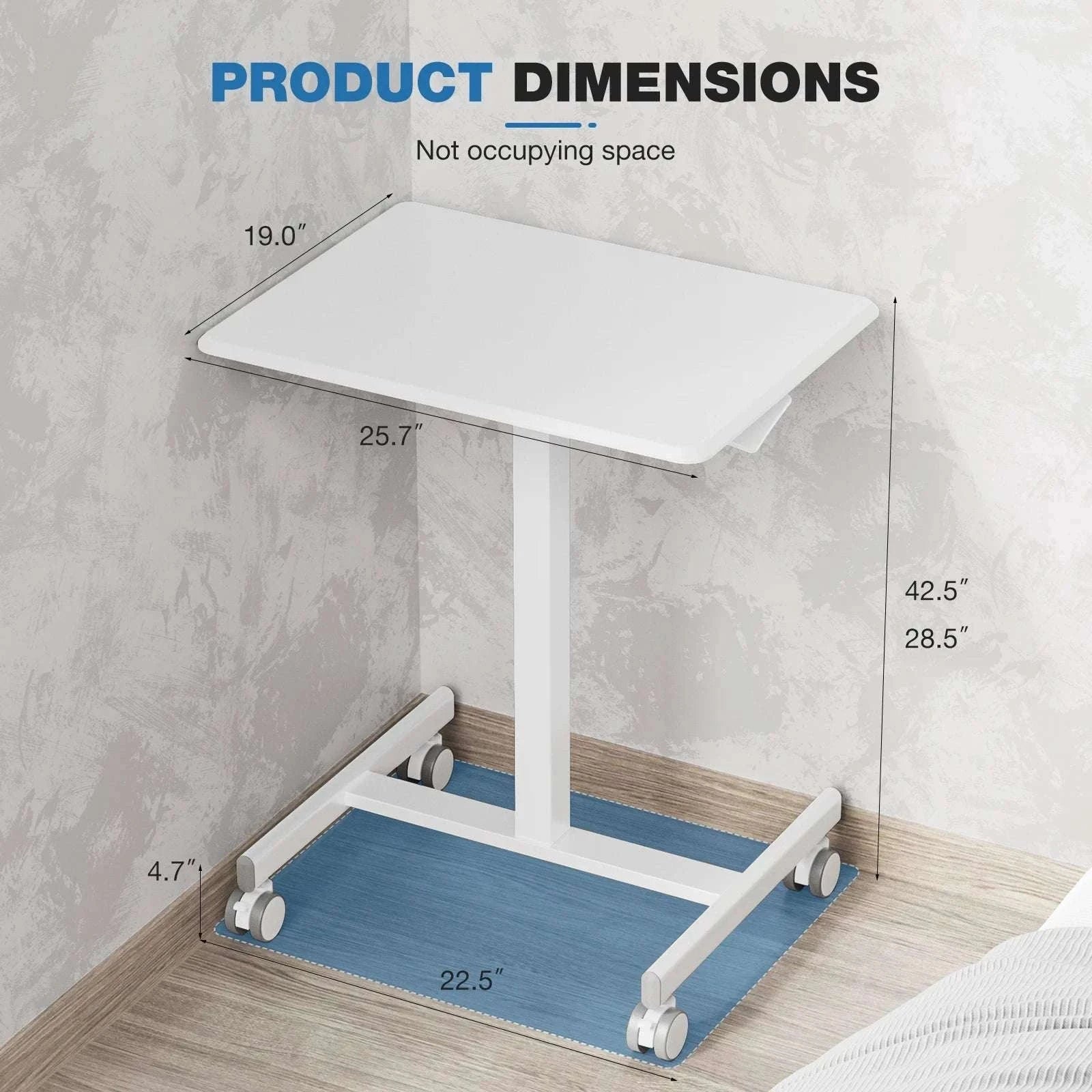Adjustable Mobile Standing Desk Laptop Table with Wheels-black / United States
