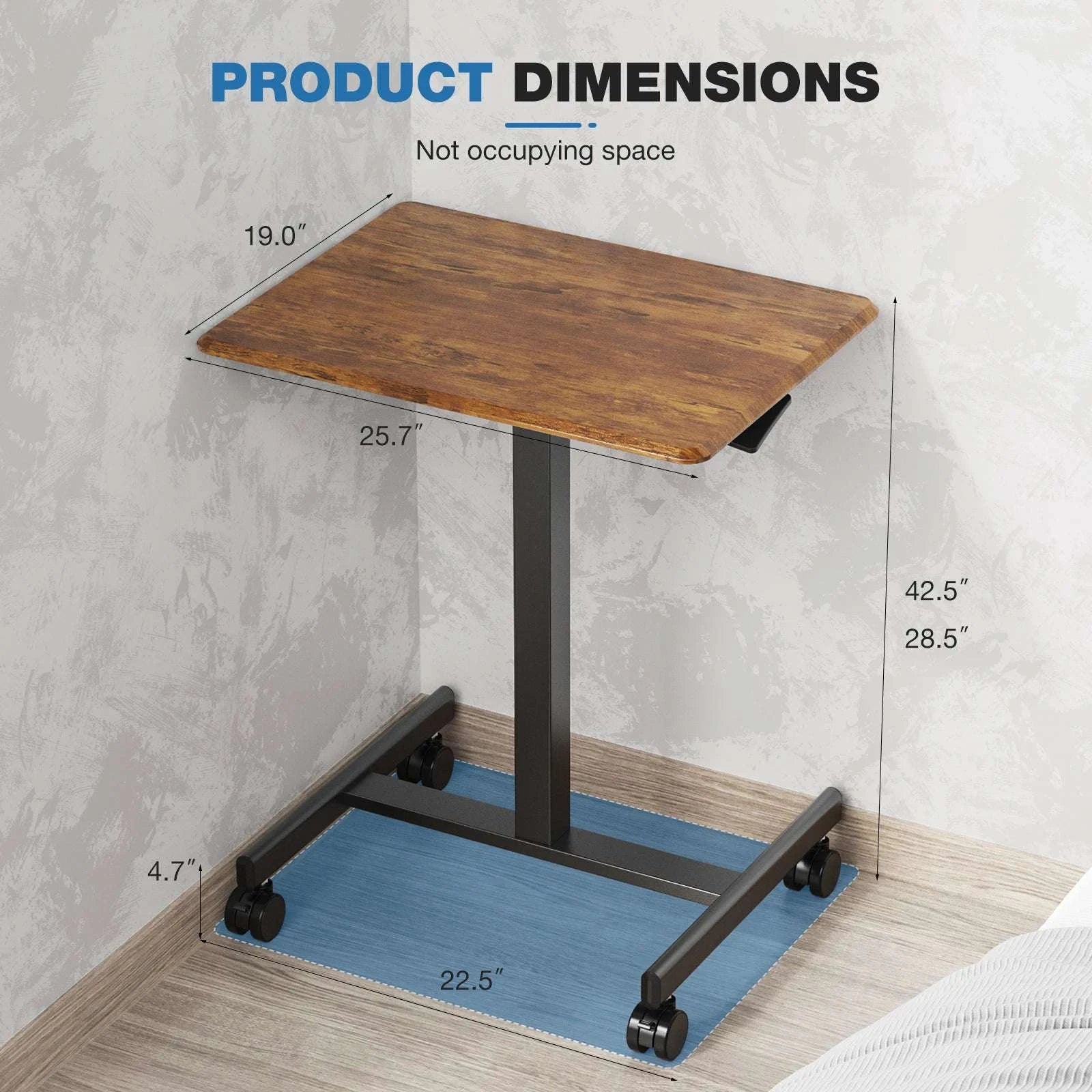 Adjustable Mobile Standing Desk Laptop Table with Wheels-black / United States