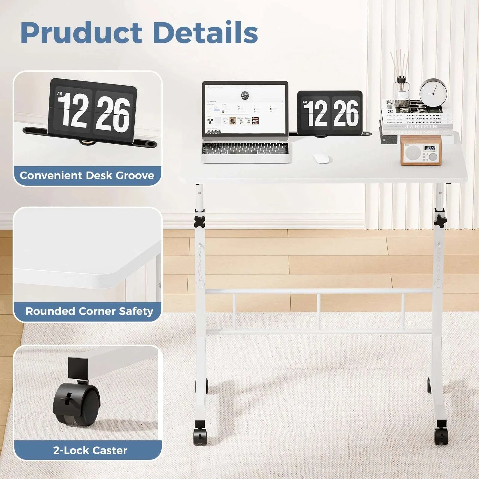 Adjustable Mobile Standing Desk with Locking Wheels for Home Office-brown / United States
