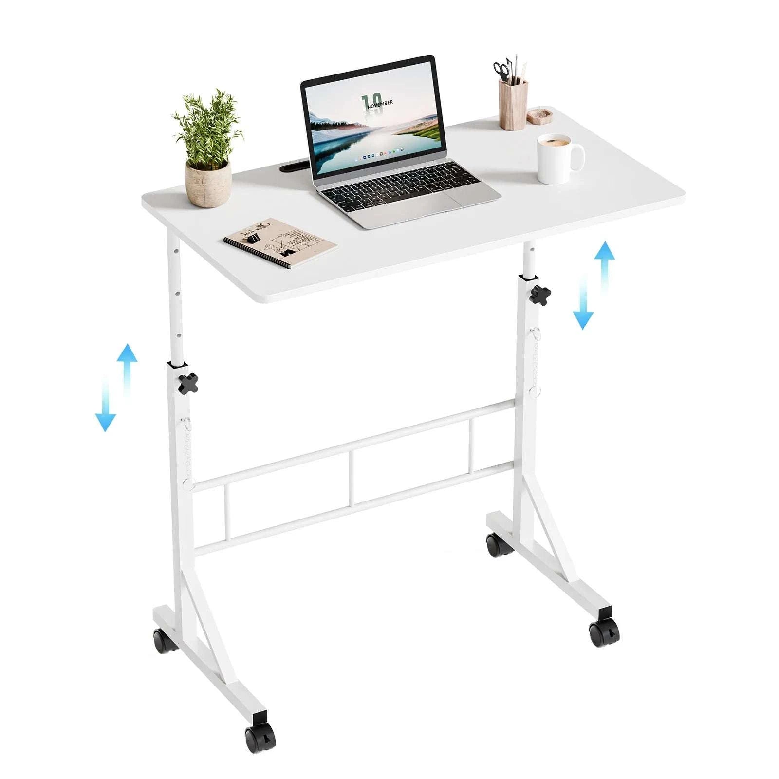 Adjustable Mobile Standing Desk with Locking Wheels for Home Office-brown / United States