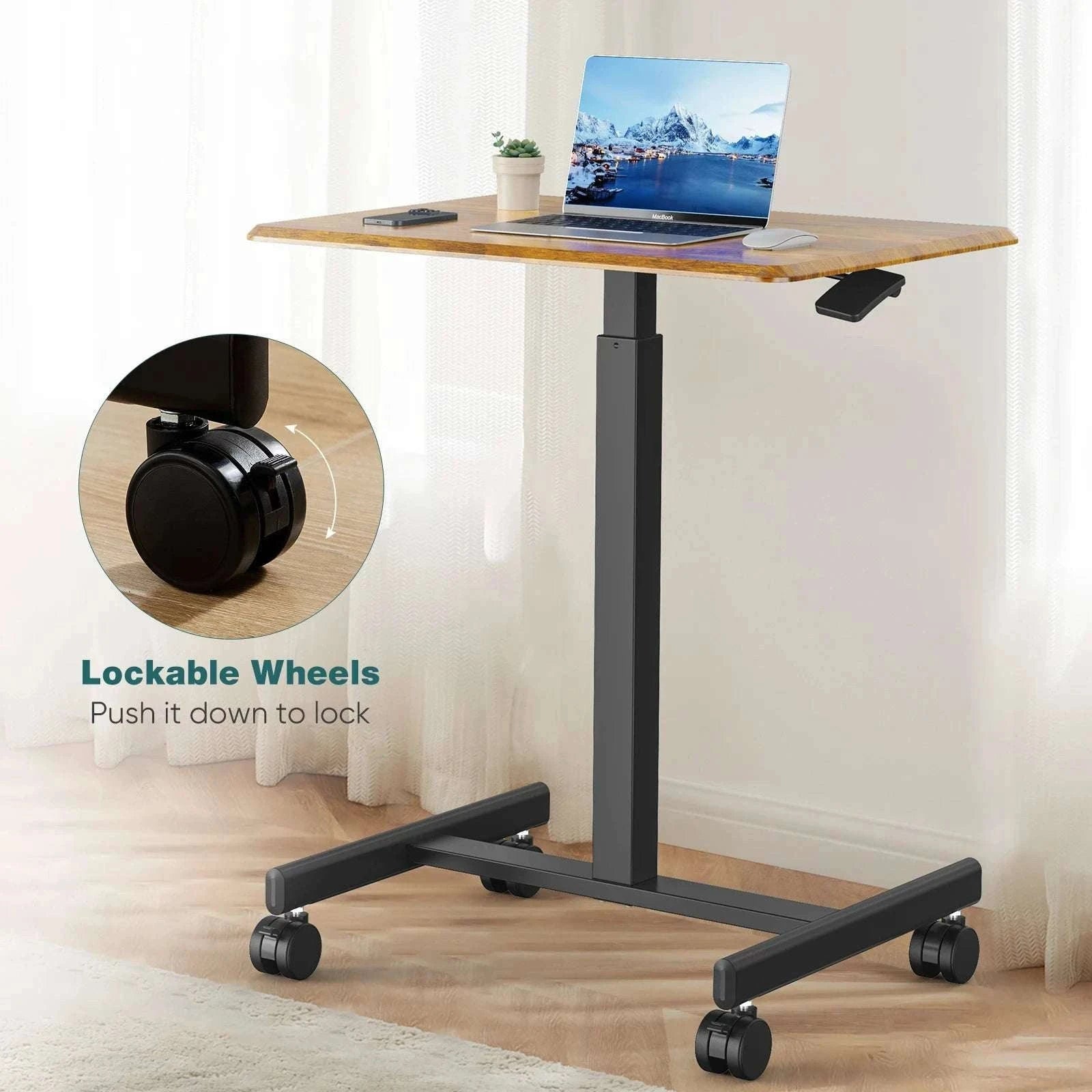 Adjustable Mobile Standing Desk with Wheels for Laptop Work-white / United States