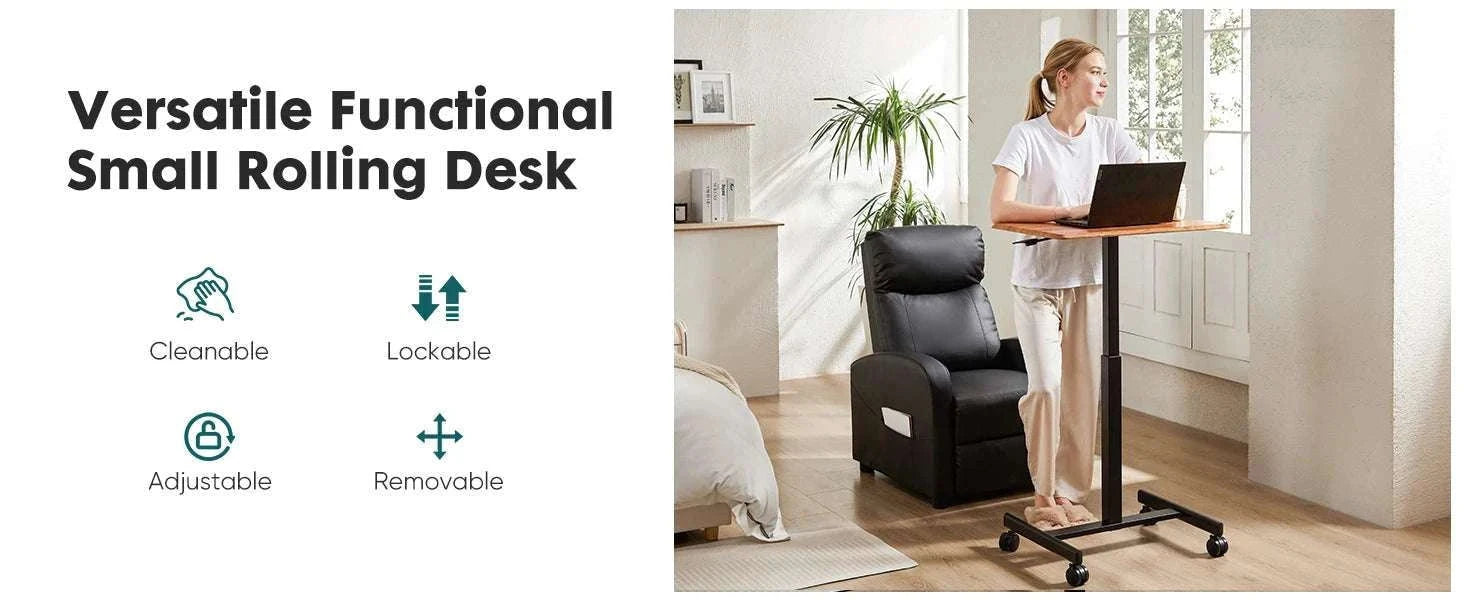 Adjustable Mobile Standing Desk with Wheels for Laptop Work-white / United States