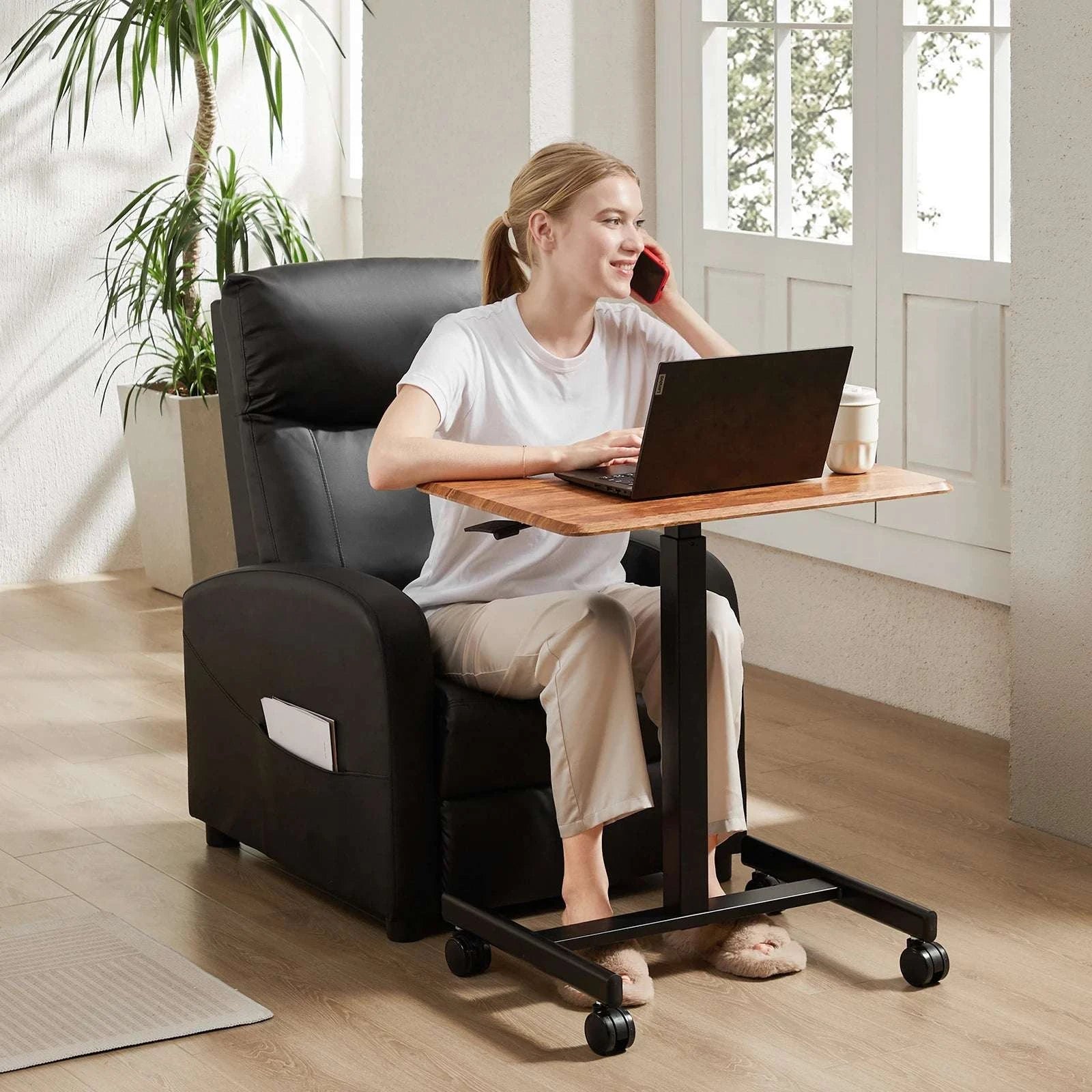 Adjustable Mobile Standing Desk with Wheels for Laptop Work-white / United States