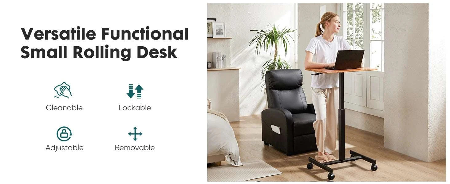 Adjustable Mobile Standing Desk with Wheels for Laptop Work-white / United States