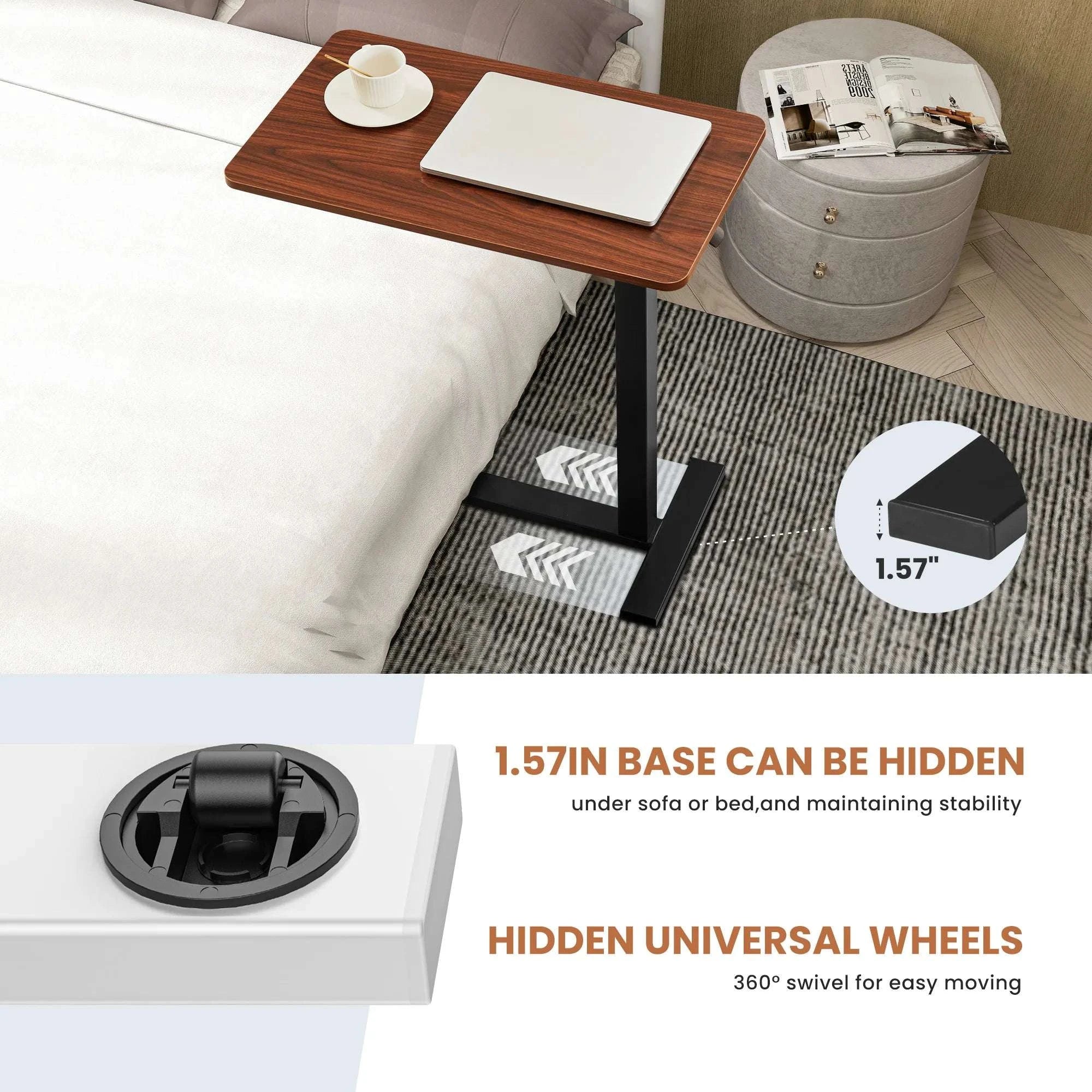 Adjustable Overbed Table for Laptop, Sofa & Bedside Use-black / United States
