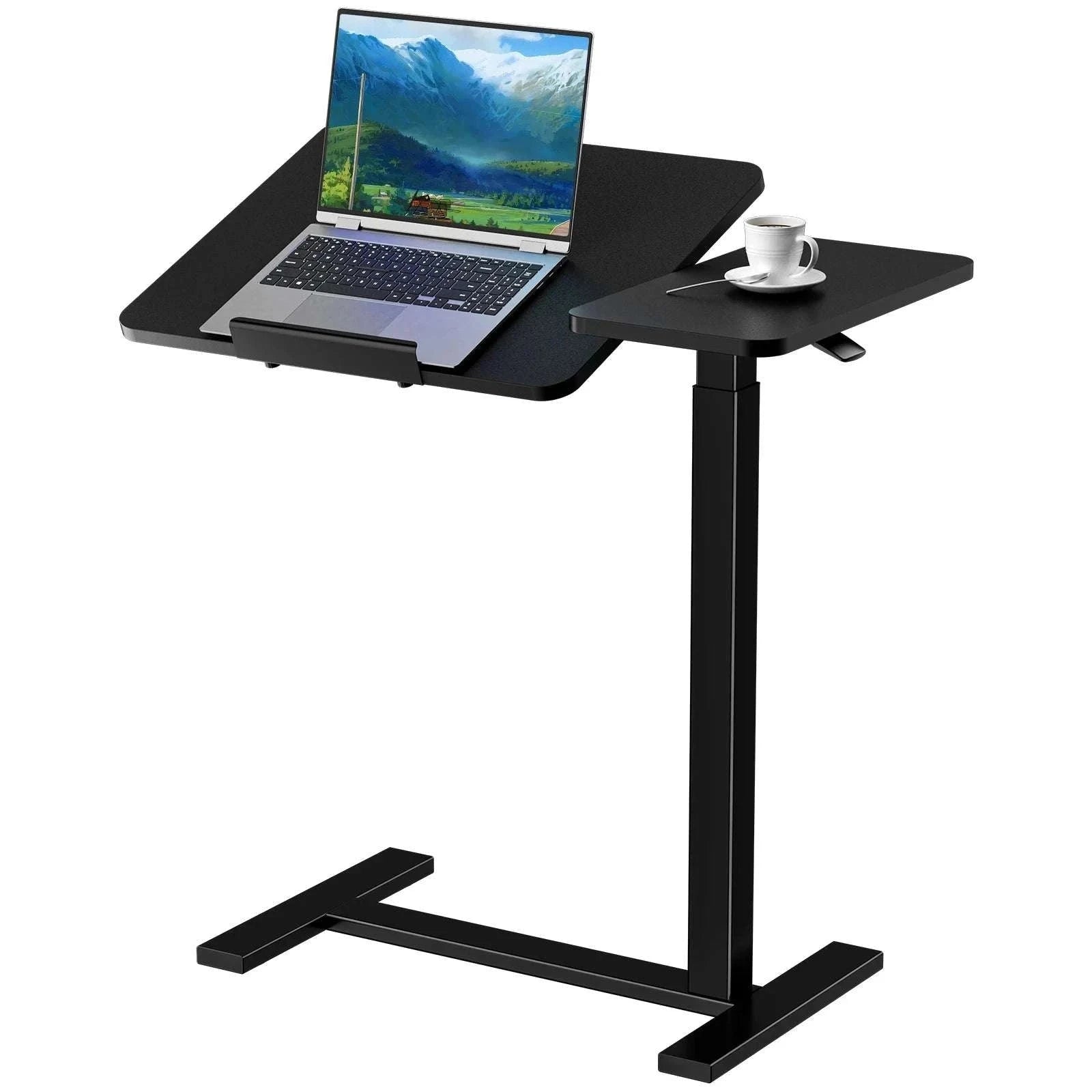 Adjustable Overbed Table with Tilt Top for Bedside Work and Meals-Ivory / United States