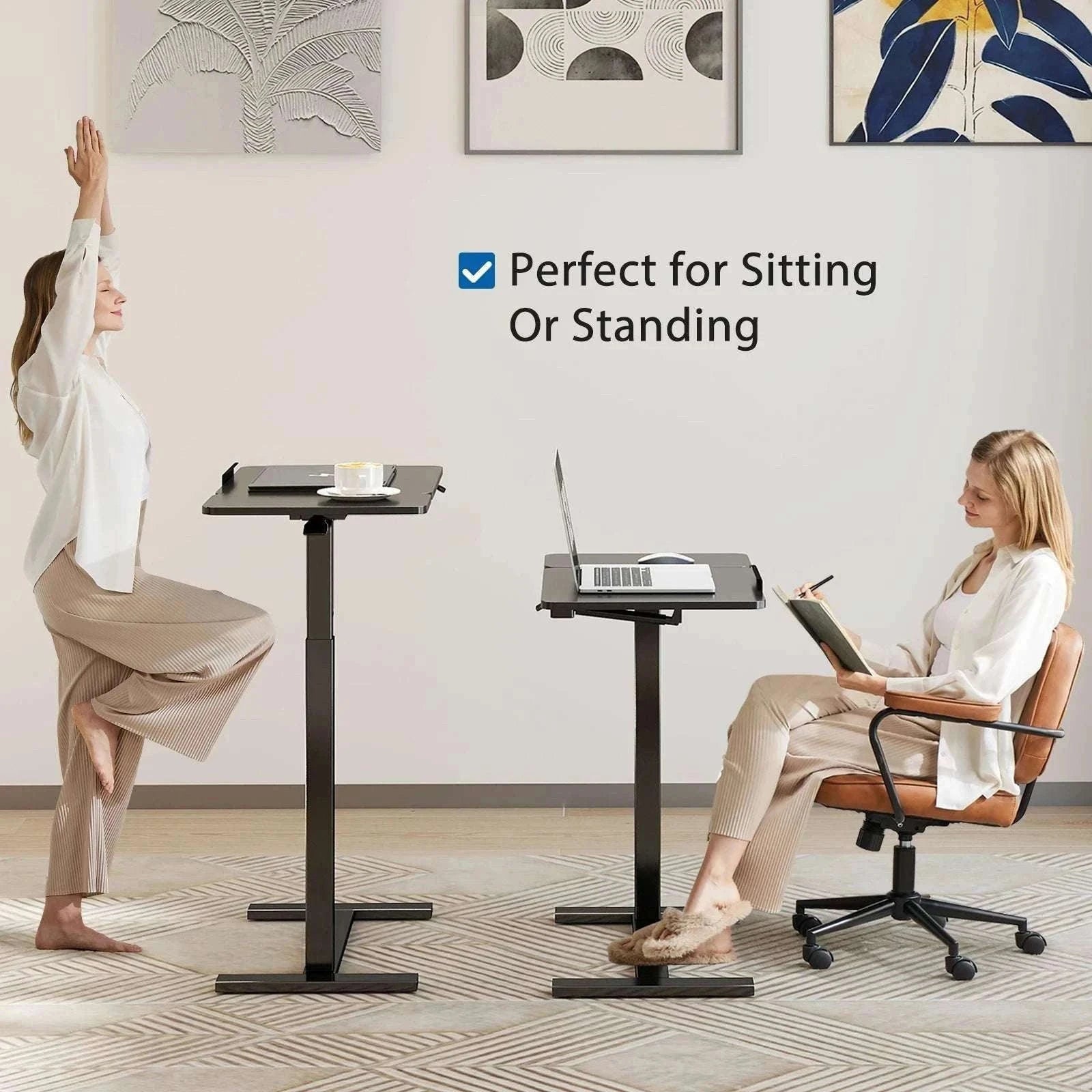 Adjustable Overbed Table with Tilt Top for Bedside Work and Meals-Ivory / United States
