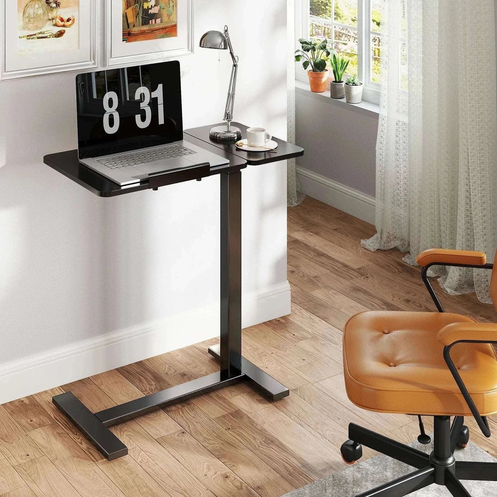 Adjustable Overbed Table with Tilt Top for Bedside Work and Meals-Ivory / United States