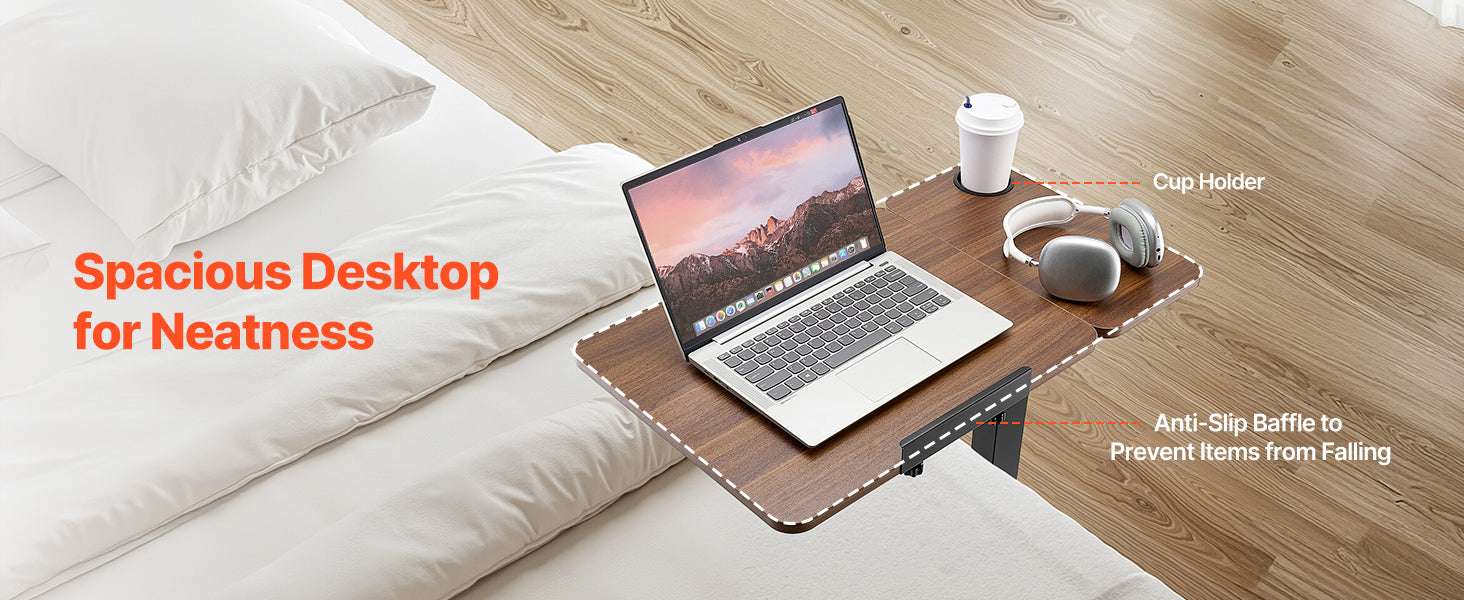 Adjustable Overbed Table with Wheels & Tilt Top for Bedside Work-Flip Desktop A / United States