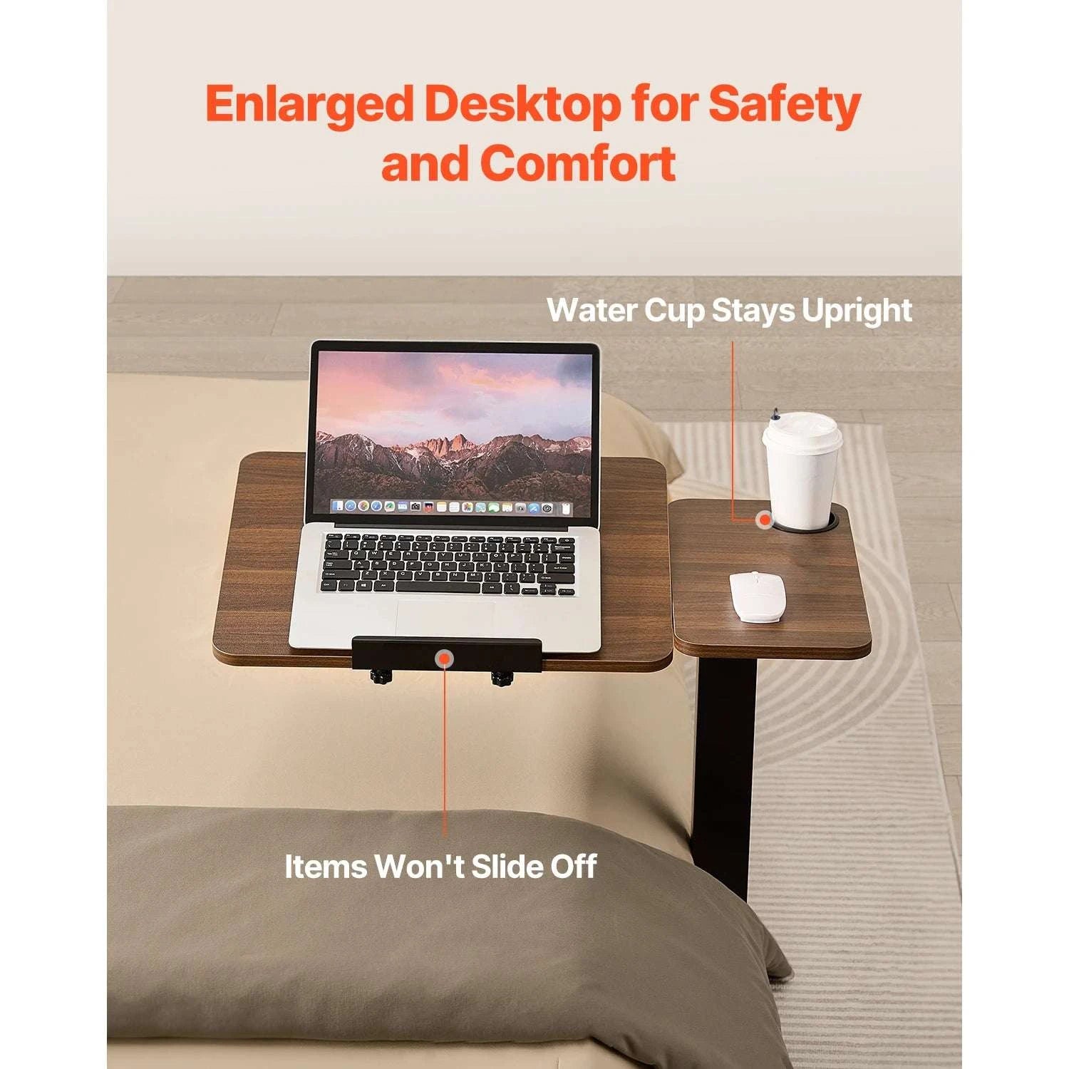 Adjustable Overbed Table with Wheels & Tilt Top for Bedside Work-Flip Desktop A / United States