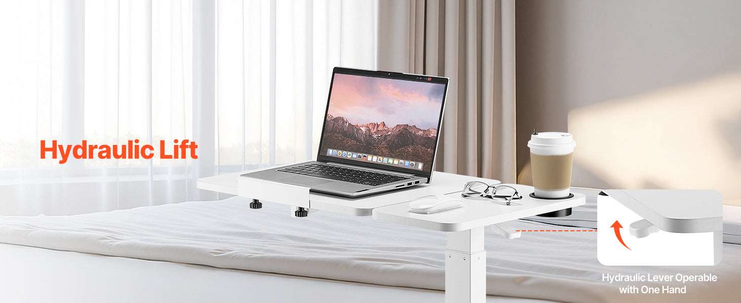 Adjustable Overbed Table with Wheels & Tilt Top for Bedside Work-Flip Desktop A / United States