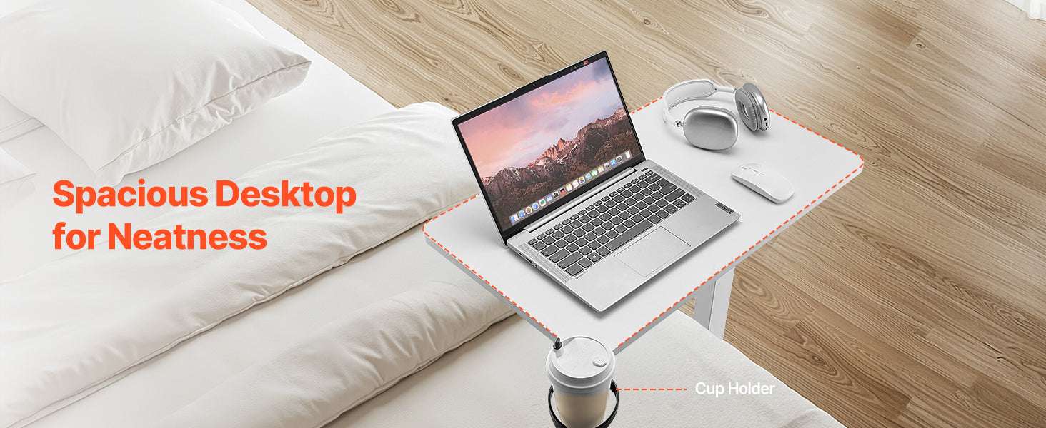 Adjustable Overbed Table with Wheels & Tilt Top for Bedside Work-Flip Desktop A / United States