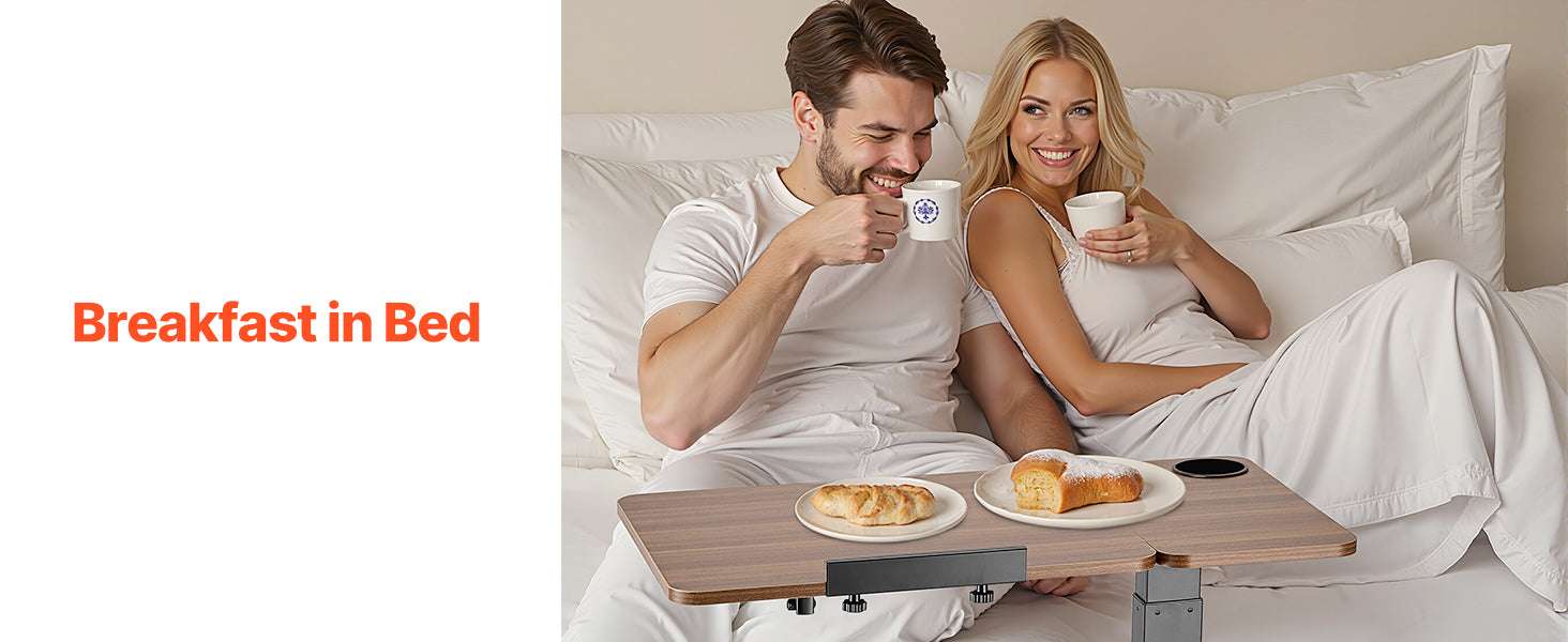 Adjustable Overbed Table with Wheels & Tilt Top for Bedside Work-Flip Desktop A / United States