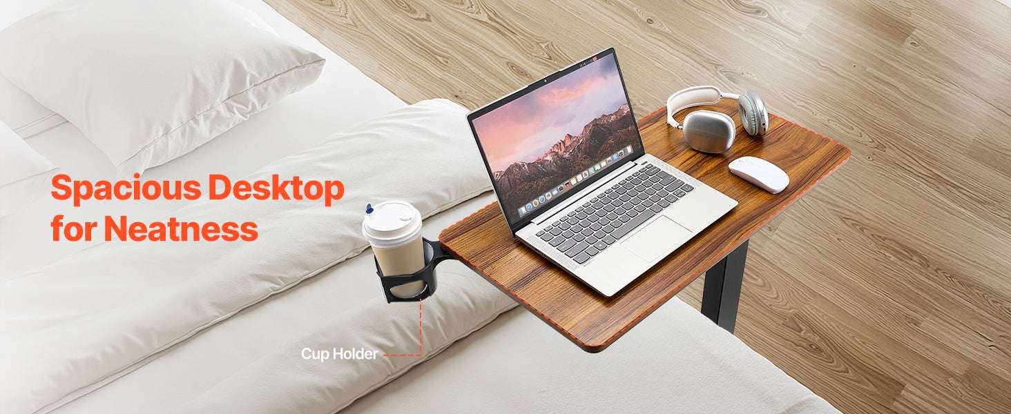 Adjustable Overbed Table with Wheels & Tilt Top for Bedside Work-Flip Desktop A / United States