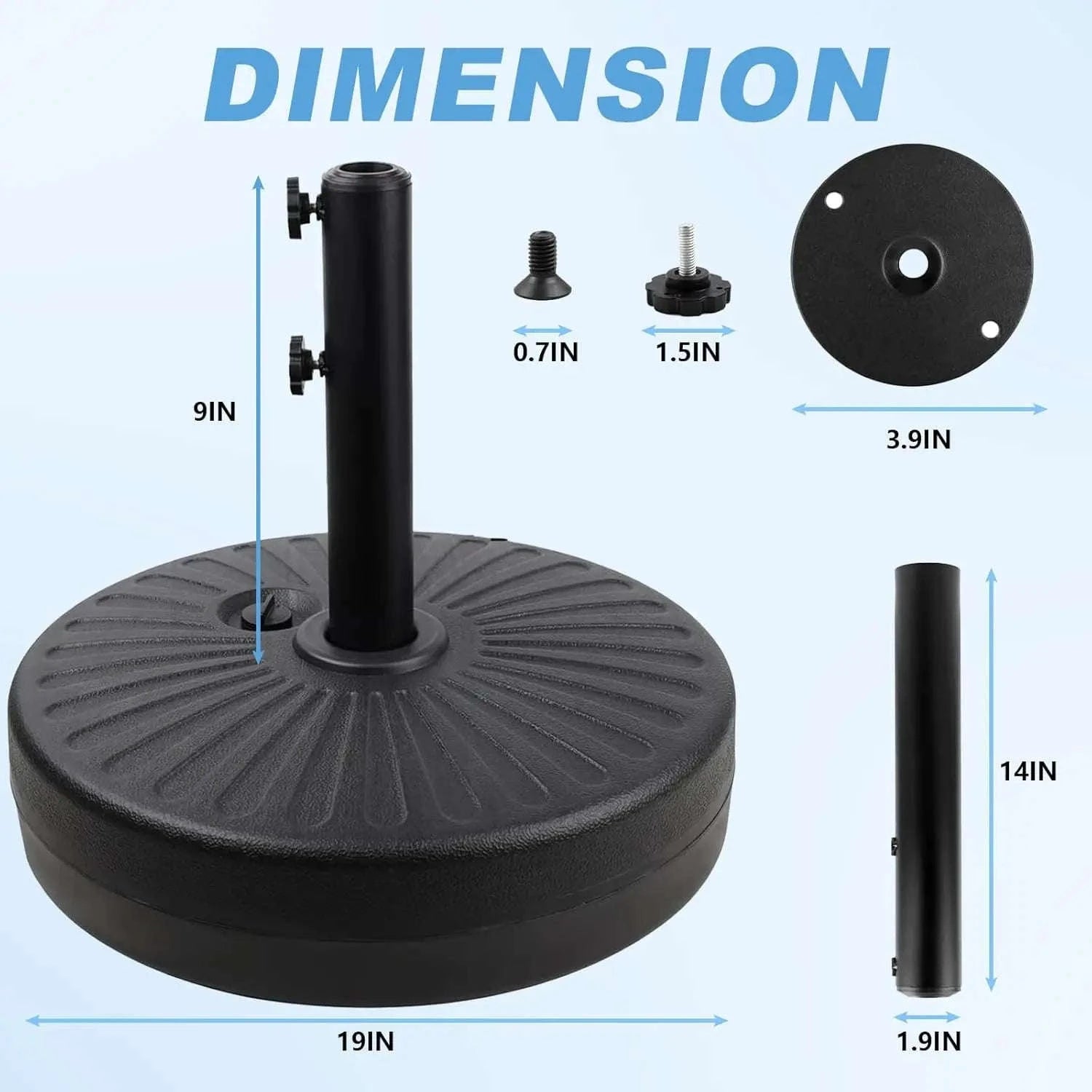 Adjustable Patio Umbrella Weighted Base, Fillable Anti-Wind Stand-United States